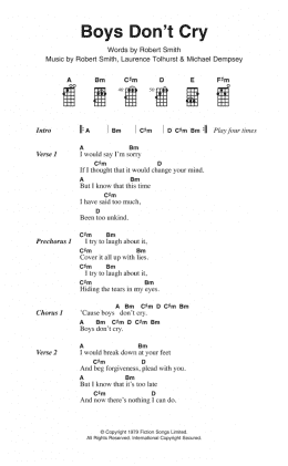 page one of Boys Don't Cry (Ukulele Chords/Lyrics)