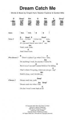 page one of Dream Catch Me (Piano, Vocal & Guitar Chords)