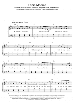 page one of Eenie Meenie (Beginner Piano (Abridged))