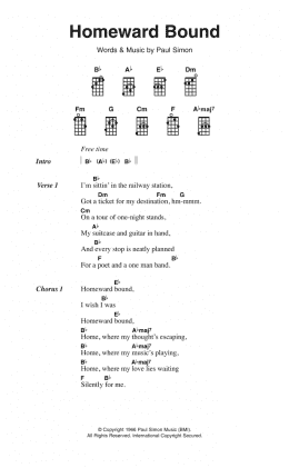 page one of Homeward Bound (Ukulele Chords/Lyrics)