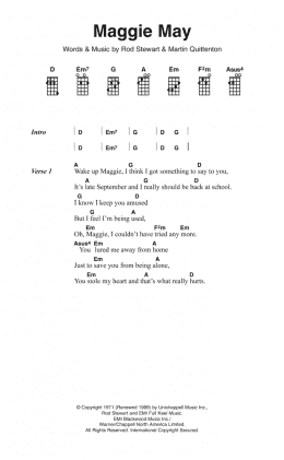 page one of Maggie May (Piano, Vocal & Guitar Chords)