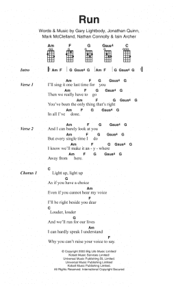 page one of Run (Piano, Vocal & Guitar Chords)