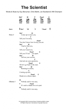 page one of The Scientist (Piano, Vocal & Guitar Chords)