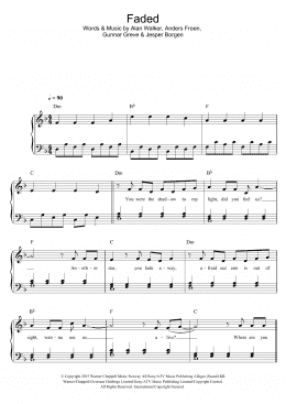 page one of Faded (Easy Piano)