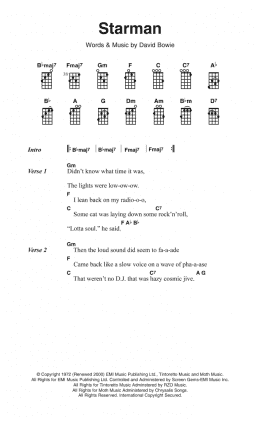 page one of Starman (Ukulele Chords/Lyrics)