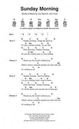 page one of Sunday Morning (Ukulele Chords/Lyrics)