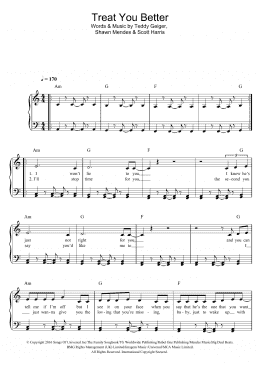 page one of Treat You Better (Easy Piano)