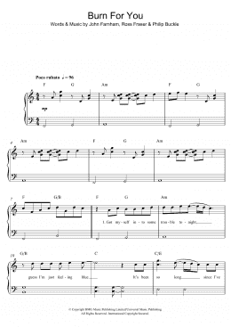 page one of Burn For You (Easy Piano)