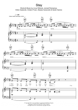 page one of Stay (Piano, Vocal & Guitar Chords)