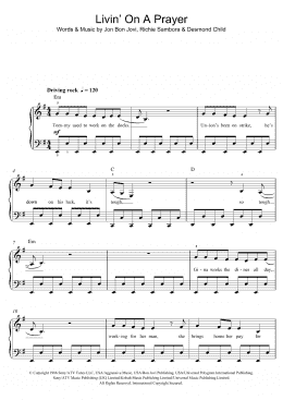 page one of Livin' On A Prayer (Beginner Piano (Abridged))