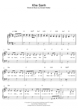 page one of Khe Sanh (Easy Piano)