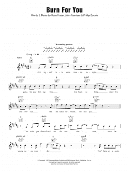 page one of Burn For You (Lead Sheet / Fake Book)