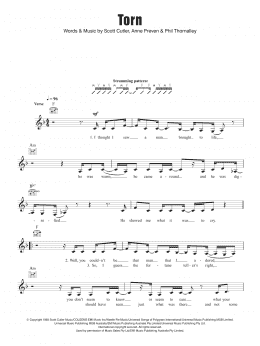 page one of Torn (Lead Sheet / Fake Book)