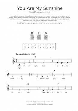 page one of You Are My Sunshine (Ukulele)