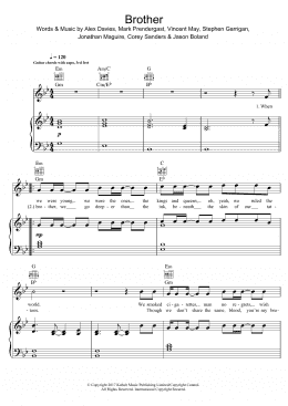 page one of Brother (Piano, Vocal & Guitar Chords)