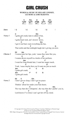 page one of Girl Crush (Guitar Chords/Lyrics)