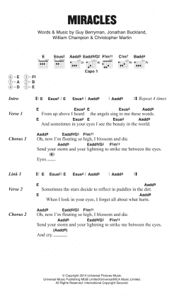 page one of Miracles (Guitar Chords/Lyrics)