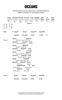 page one of Oceans (Guitar Chords/Lyrics)