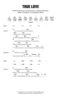 page one of True Love (Guitar Chords/Lyrics)