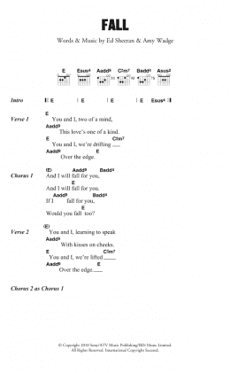 page one of Fall (Guitar Chords/Lyrics)