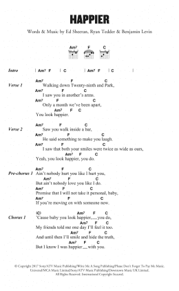 page one of Happier (Guitar Chords/Lyrics)