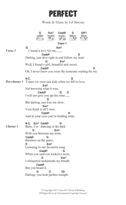 page one of Perfect (Guitar Chords/Lyrics)