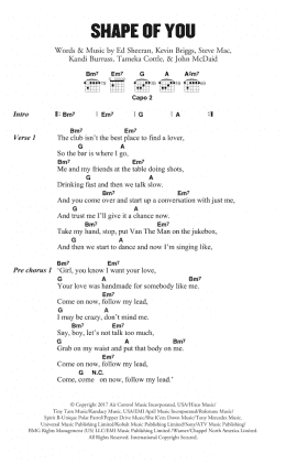 page one of Shape Of You (Guitar Chords/Lyrics)