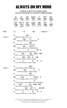 page one of Always On My Mind (Guitar Chords/Lyrics)