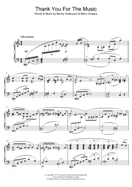 page one of Thank You For The Music (Piano Solo)