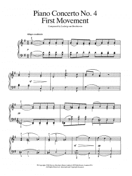 page one of Piano Concerto No.4 In G Major, First Movement (Easy Piano)