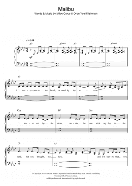 page one of Malibu (Easy Piano)