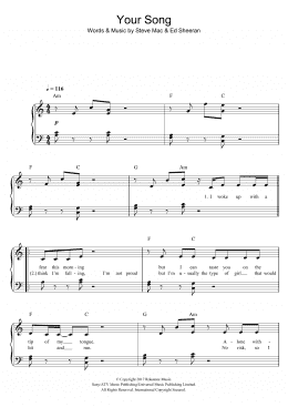 page one of Your Song (Easy Piano)