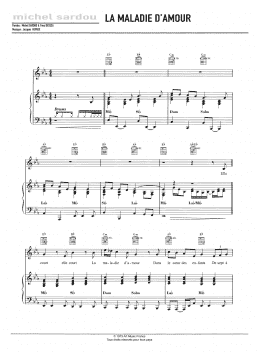 page one of La Maladie D'Amour (Piano, Vocal & Guitar Chords)