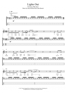 page one of Lights Out (Bass Guitar Tab)