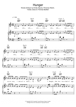 page one of Hunger (Piano, Vocal & Guitar Chords)