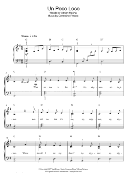 page one of Un Poco Loco (from Coco) (Beginner Piano (Abridged))