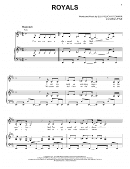 page one of Royals (Piano, Vocal & Guitar Chords (Right-Hand Melody))