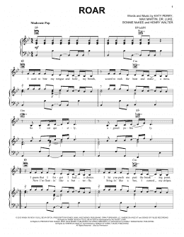 page one of Roar (Piano, Vocal & Guitar Chords (Right-Hand Melody))