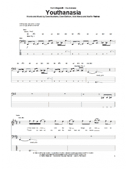 page one of Youthanasia (Bass Guitar Tab)