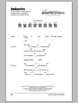 page one of Radioactive (Guitar Chords/Lyrics)