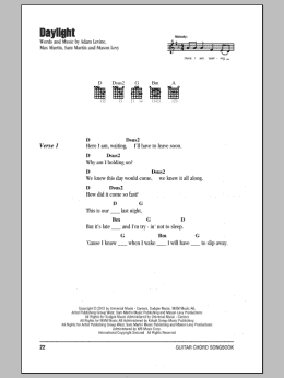 page one of Daylight (Guitar Chords/Lyrics)