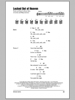 page one of Locked Out Of Heaven (Guitar Chords/Lyrics)