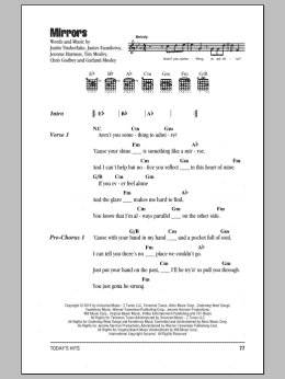 page one of Mirrors (Guitar Chords/Lyrics)