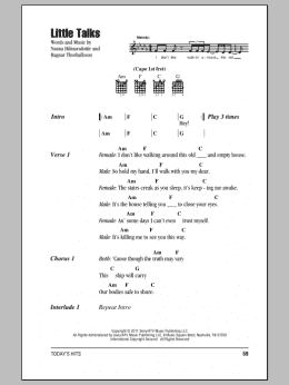 page one of Little Talks (Guitar Chords/Lyrics)