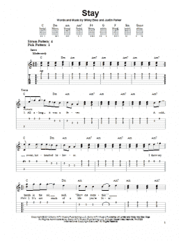 page one of Stay (Easy Guitar Tab)