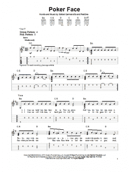 page one of Poker Face (Easy Guitar Tab)