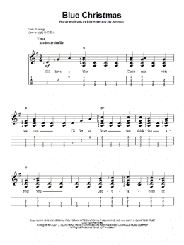 page one of Blue Christmas (Easy Ukulele Tab)