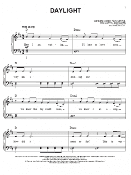 page one of Daylight (Easy Piano)