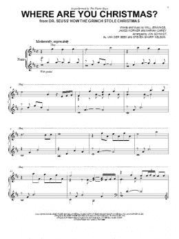 page one of Where Are You Christmas? (from How The Grinch Stole Christmas) (Cello and Piano)