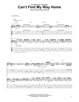 page one of Can't Find My Way Home (Guitar Tab)